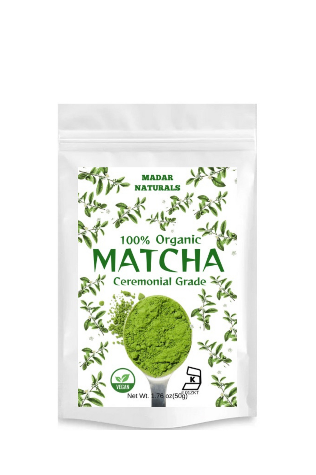 Madar Naturals 100% Organic Ceremonial Grade Matcha 50g bag