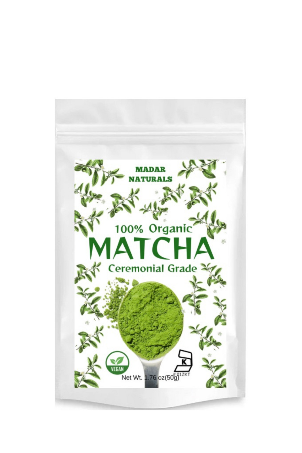 Madar Naturals 100% Organic Ceremonial Grade Matcha 50g bag